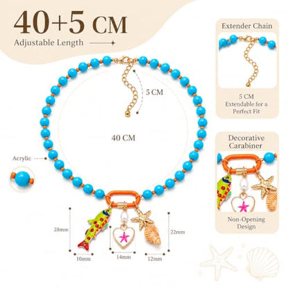 LIU JUN Colorful Beaded Necklace for Women, Chunky Boho Fish Starfish Conch Pendant Acrylic Bead Necklaces Cute Y2K Summer Beach Jewelry Gifts - color: Fish+White Heart