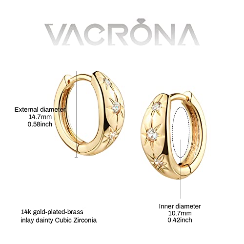 Cubic Zirconia Huggie Earrings 14k Gold Plated Tiny Earrings Small Huggie Hoop Earrings Simple Lightweight Hoops Gift for Women - color: Polaris Hoop earrings