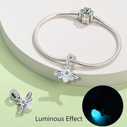 Pandach Animal Charm Bead fits Charms Bracelets for Woman-925 Sterling Silver Dangle Pendant Bead,Jewelry Beads Gifts for Women Bracelet&Necklace - style: Purple Firefly Pendant