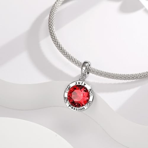 Birthstone Charms for Women Bracelets Birthday Bead Charms fit Pandora Bracelets Mothers Day Gifts for Women - color: 07-July(Ruby)
