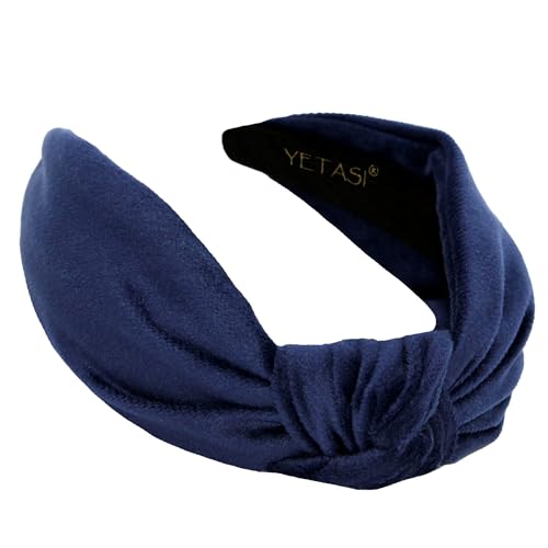 Royal Blue Velvet Headbands Women Girls Trendy, Womens Headbands are Knotted Headband for Women's Hair, Cute Top Knot Fashion Designer Head band - color: Royal Blue