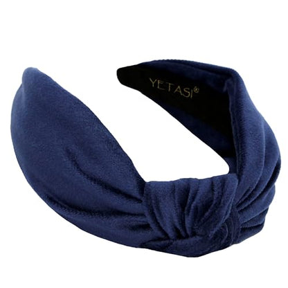 Royal Blue Velvet Headbands Women Girls Trendy, Womens Headbands are Knotted Headband for Women's Hair, Cute Top Knot Fashion Designer Head band - color: Royal Blue