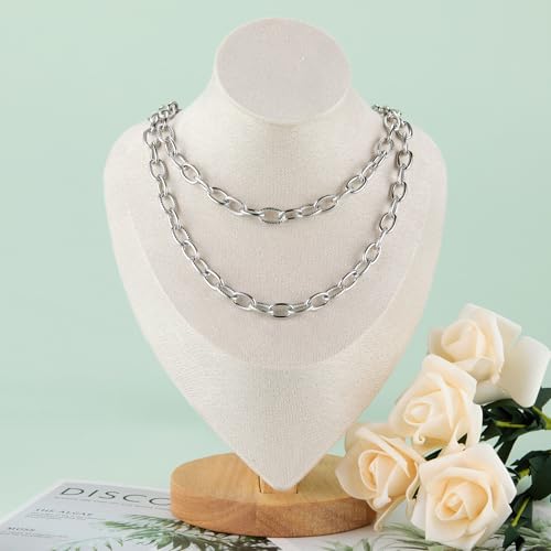 UMAOKANG Stainless Steel Chain for Jewelry Making Embossed Oval Chains Bulk | 2 Yard Silver Chain Necklace DIY for Men and Women Permanent Jewelry Supplies Findings - color: Oval (Steel)