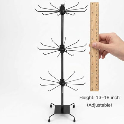 QWORK 3-Tier Rotating Metal Jewelry Display Stand – 2 Sets Adjustable Tabletop Holder for Necklace, Earring & Key Ring - size: 2 Pack