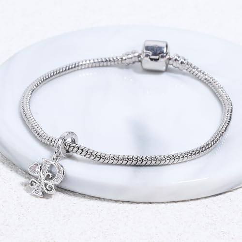 925 Sterling Silver Letter Charms for Pandora Bracelets Silver Letter A Alphabet Charm Initial Dangle Charms Beads Jewelry Gift for Women - style: Dangle Letter Charm P