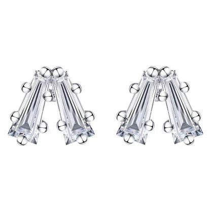 Moissanite Stud Earrings for Women, DF/VVS Clarity, Sterling Silver with 18K White Gold Plated - style: 0.4 Carat Geometric