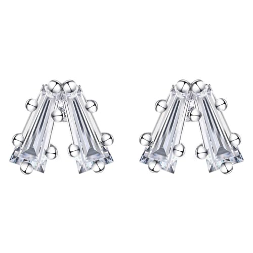 Moissanite Stud Earrings for Women, DF/VVS Clarity, Sterling Silver with 18K White Gold Plated - style: 0.4 Carat Geometric