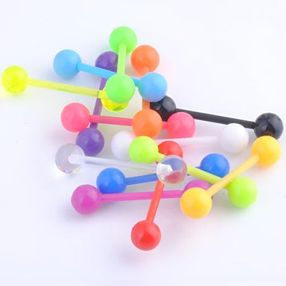 Barbell Piercing Set for Women Men 14 G Hypoallergenic Nipple Piercings Flexible Acrylic Tongue Ring Jewellery Bars Kit Long Stud Cute Body Jewelry 2 pcs Length 16 MM - color: Green
