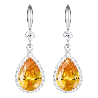 Linawe Imitation Diamond Dangle Earrings for Women Trendy, Rhinestone Drop Chandelier Earrings, Teardrop Crystal Cubic Zirconia Wedding Jewelry Set, 14K Gold/Rose Gold/Silver Tone - color: Silver,Nov