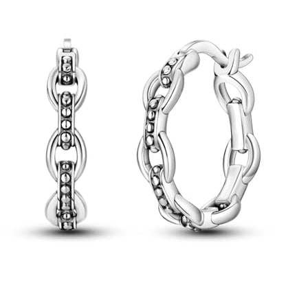 NARMO 925 Sterling Silver Earrings for Women Hypoallergenic Hoop Earrings - color: Chain Buckle