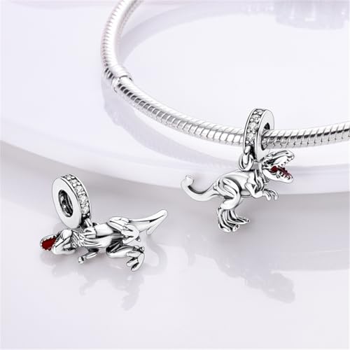 925 Silver Charm for Bracelets Animal Pet Insect Series Women Jewelry Gift - color: Silver dinosaur
