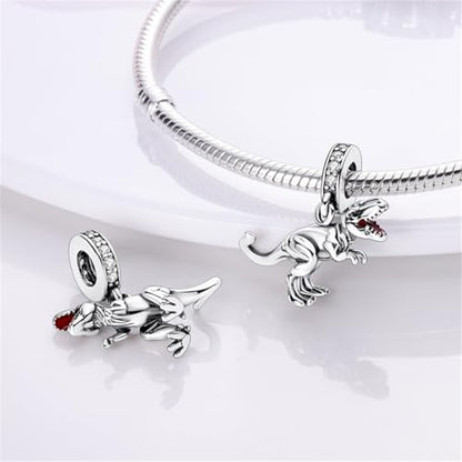 925 Silver Charm for Bracelets Animal Pet Insect Series Women Jewelry Gift - color: Silver dinosaur