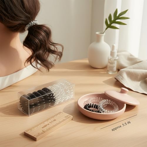 9 Pack Spiral Hair Ties, Telephone Wire Ponytail Holders for Thick Long Hair, Elastic Coils