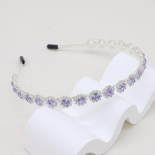 Bridal Headpiece Wedding Headband with Crystal and Hair Accessories (Purple, 5.5'') - color: Purple