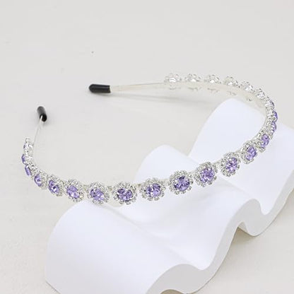 Bridal Headpiece Wedding Headband with Crystal and Hair Accessories (Purple, 5.5'') - color: Purple