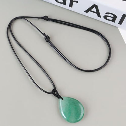 Teardrop Gemstone Necklaces for Women, Healing Crystal Pendant Necklace Birthstone Jewelry for Women - color: Green Aventurine