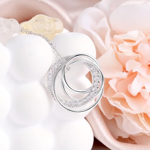 Sterling Silver Pendant Necklace Charms Hypoallergenic Fashion Jewelry Dainty Valentines Day Birthday Gift for Women - style: Circle