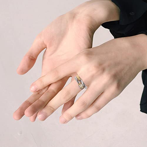 Dorriss Ring for Women Adjustable Cable Nail Rings Open Stackable Jewelry - color: B-Gold & Silver