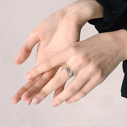 Dorriss Ring for Women Adjustable Cable Nail Rings Open Stackable Jewelry - color: B-Gold & Silver