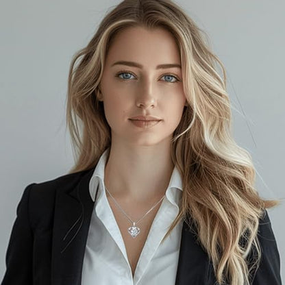 Moissanite Necklace, Women's Diamond Necklace, 'I LOVE YOU' Heart Pendant Necklace, 1-3 Carat Moissanite Pendant, 925 Sterling Silver Electroplated With 18k Gold Necklace, The Best Gift for Wife, Girlfriend, Mother and Daughter. - color: Multi layer neckl