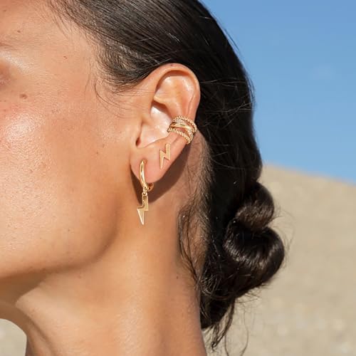Gold Ear Cuff Earring for Women 14K Gold Plated Cubic Zirconia Non-Pierced Clip on Cartilage Chunky Ear Cuffs Hypoallergenic Jewelry - style: x rope