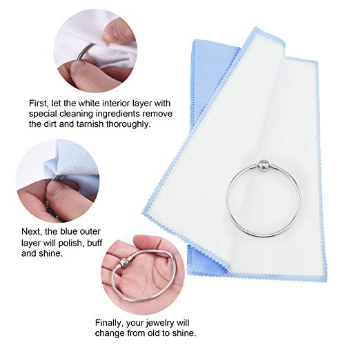 SEVENWELL Silver Polishing Cloth, Jewelry Cleaner Cloth for Sterling Silver Jewelry, Gold, Platinum, Silverware, Diamonds, Gemstones, Coins (Blue) - color: Blue