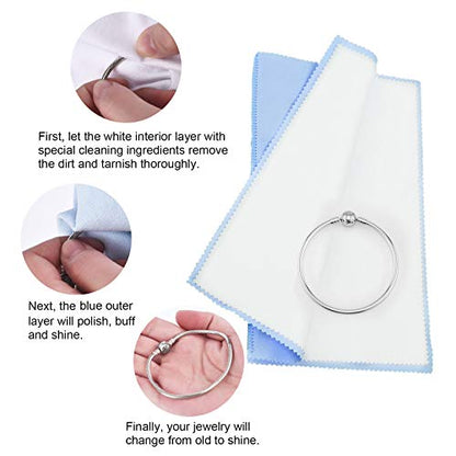 SEVENWELL Silver Polishing Cloth, Jewelry Cleaner Cloth for Sterling Silver Jewelry, Gold, Platinum, Silverware, Diamonds, Gemstones, Coins (Blue) - color: Blue