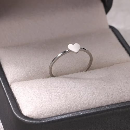 Sun and Moon Rings Stainless Steel Crescent Sun Rings for Women Gold Open Ring Middle Index Finger Jewelry Gift - color: B-Silver Heart