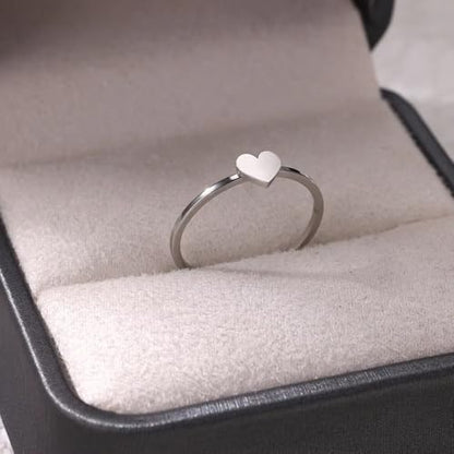 Sun and Moon Rings Stainless Steel Crescent Sun Rings for Women Gold Open Ring Middle Index Finger Jewelry Gift - color: B-Silver Heart
