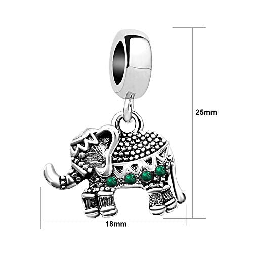 KunBead Elephant Birthstone Dangle Bead Birthday Charms Compatible with Pandora Bracelet for Women - color: May