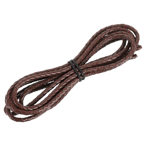 MECCANIXITY Braided Leather Cord, Round Leather Bolo Tie String Rope for Crafts, Jewelry Making, Necklace, Bracelets, 4mm x 2m, Retro Dark Coffee - color: Retro Dark Coffee, size: 4mm x 2m