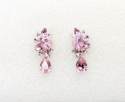 Faship Statement Dangling Floral Clip On Earrings For Women - color: Light Pink