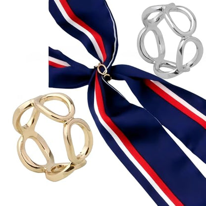 SYWDUDUCLT Scarf Ring for Women's Shawl, Silk Neckerchief, Tshirt, Gold/Sivler, S/M/L, 2 Pcs - style: 5 Round
