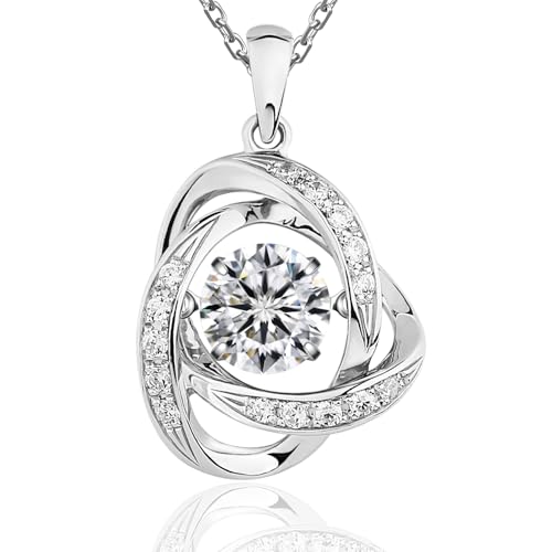 ARINZA Moissanite Necklace for Women, 1 Ct 925 Sterling Silver Dancing Stone Pendant, 18+2 Inch Chain, Valentine’s Day Christmas Gift for Her, Wife, Mom, Anniversary, Birthday - color: 3 Celtic Knot
