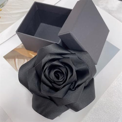 Satin Rose Flower Large Brooch Lapel Pins Handmade Fabric Flower Brooches Pin Classic for Wedding Party Dance Banquet for Women Men Dress Suit Clothes Accessories JewelryGifts 110mm - color: Black