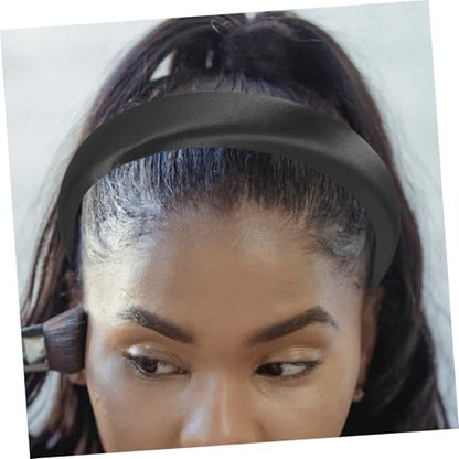 Beaupretty Padded Satin Headband for Women, Wide Plain Black Hairband with Sponge Padding, Lightweight Fashion Hair Accessory for Daily Wear and Casual Styling