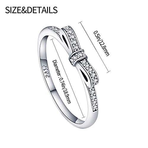 KUNSIR 925 Sterling Silver Rings Classic Cubic Zirconia Eternity Promise Statement Anniversary Wedding Bands Engagement Rings for Women Infinity Forever Love Ring Size 7-9 - style: Love knot Ring