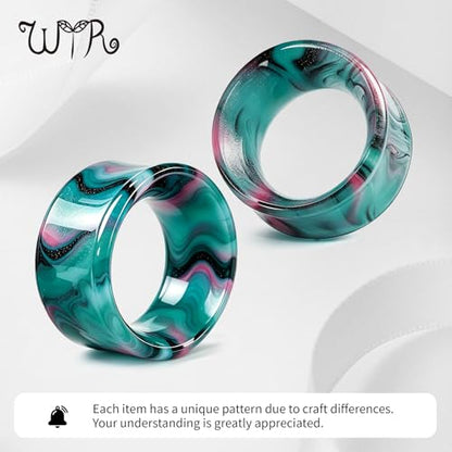 WYR Acrylic Ear Gauge 4pc Set (2 Hollow & 2 Solid): Lightweight Hypoallergenic Ear Plugs for Daily Wear & Piercing Expansion - color: Green, size: 2g(6mm)