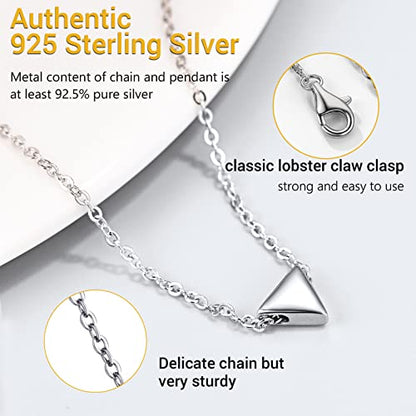 PROSILVER 925 Sterling Silver Necklace for Women Dainty Pendant Necklace | Hypoallergenic 925 Sterling Silver, Cute Small Pendant, Star/Heart/Moon/Triangle/Bar/Round Necklace Silver with Gift Box - color: 01 Sliver, style: 06 Triangle