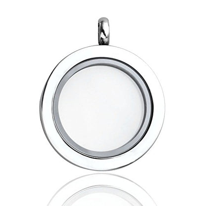Jovivi 25mm/30mm Living Floating Memory Glass Locket Necklace - Stainless Steel Secure Buckle Closure - color: 25mm(Clear Locket)