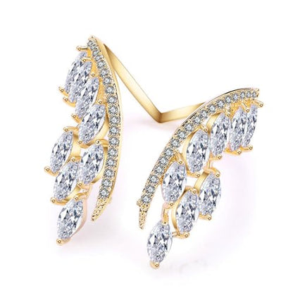 18K Gold Plated Rings for Women and Teen Girls Non Tarnish Cubic Zirconia Fidget Ring Butterfly/Snake/Mesh/Cross/Crown Knuckle Ring Open Adjustable Statement Stacking Chunky Rings - color: Gold Wing