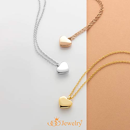 555Jewelry Womens Stainless Steel Love Cute Heart Shape Dainty Pendant Necklace - color: Yellow Gold
