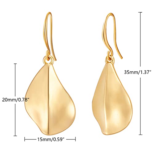 Gold Earrings 14k Gold Plated Hoop Earrings Dainty Pearl hoop Disc Coin Bead Starfish Teardrop Circle Dangle Drop Earrings for Women Hypoallergenic Jewelry Gifts - color: Geometric Earrings-Gold