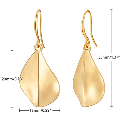 Gold Earrings 14k Gold Plated Hoop Earrings Dainty Pearl hoop Disc Coin Bead Starfish Teardrop Circle Dangle Drop Earrings for Women Hypoallergenic Jewelry Gifts - color: Geometric Earrings-Gold