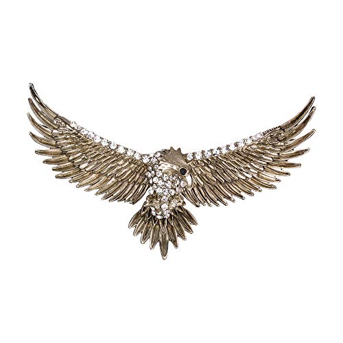 EVER FAITH Women's Austrian Crystal Vintage Style Flying Eagle Bird Brooch - color: Clear Antiqued Silver-tone