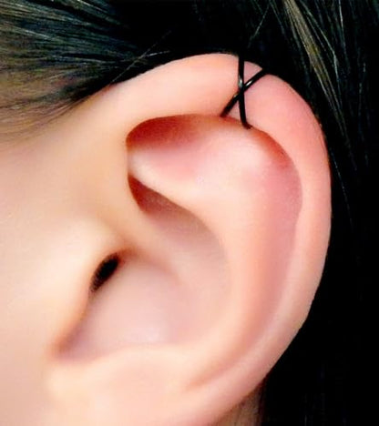 Fake Nose Ring Hoop Double Fake Septum Rings Fake Nose Piercing Clip on Earring Hoops Faux Nose Rings Lip Ring - color: style -D4 -black