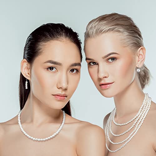 Bonuci 12 Pcs Women Pearl Jewelry Set Pearl Necklace Bracelet Earrings with Rhinestone for Wedding Birthday Bridal Tea Party - style: Stylish Style