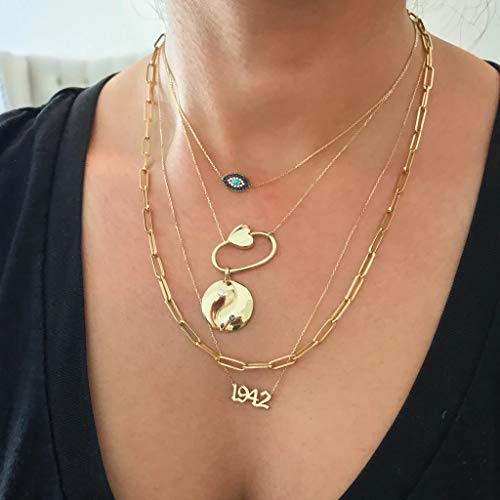 14K Gold Plated Dainty Paperclip Link Chain Necklace Bracelet Set for Women - style: 24" Gold Single Chain Necklace