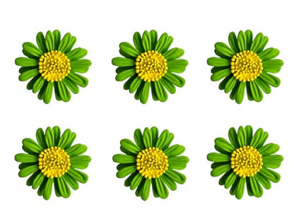 6 Pcs Daisy Flower Brooches, Sunflower Lapel Pins, Sun Flower Brooches, Floral Lapel Pins for Women Fashion Jewelry Accessories - color: Green