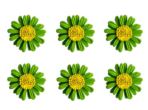 6 Pcs Daisy Flower Brooches, Sunflower Lapel Pins, Sun Flower Brooches, Floral Lapel Pins for Women Fashion Jewelry Accessories - color: Green